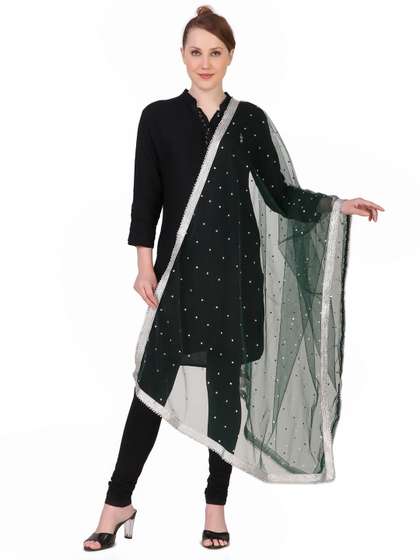 Traditions Bazaar
                        Polka Dots Embroidered Net Dupatta With Beads
                        and Stones