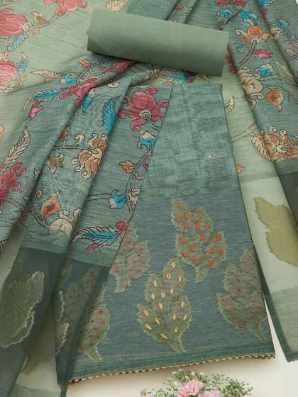 Soch Floral
                          Printed Thread Work Unstitched Dress Material