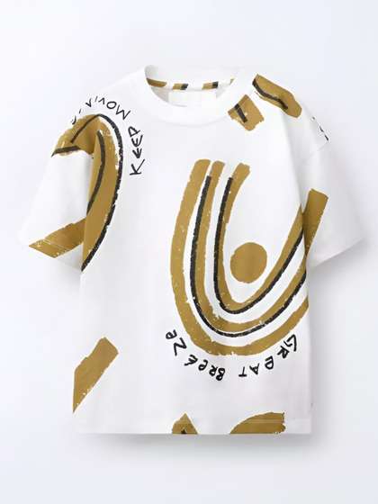 Googo Gaaga Kids Printed
                    Round Neck Drop-Shoulder Sleeves Pure Cotton
                    T-shirt