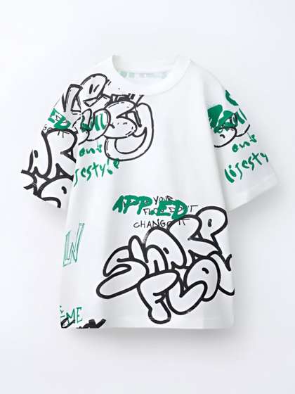 Googo Gaaga Kids Printed
                    Round Neck Drop-Shoulder Sleeves Pure Cotton
                    T-shirt