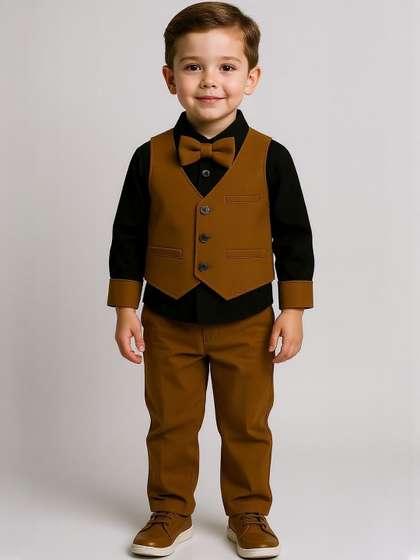 FABIZZA Boys Pure Cotton
                    4 Piece Suit Set