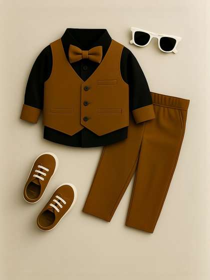 FABIZZA Boys Pure
                      Cotton Brown Clothing Set
