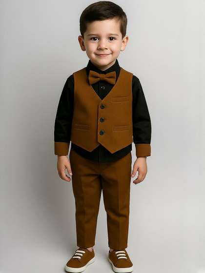 FABIZZA Boys Pure Cotton
                    Brown Clothing Set