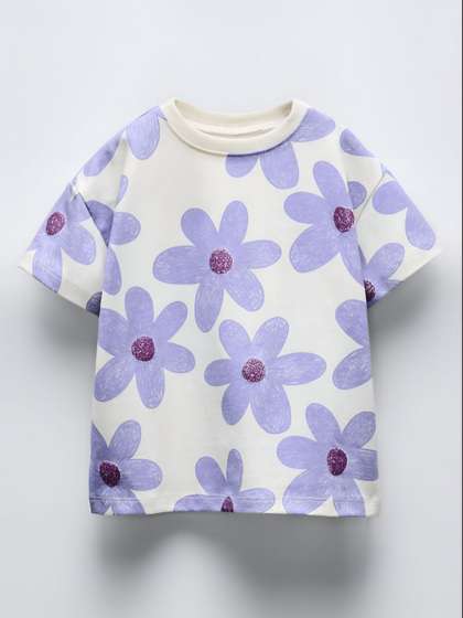 Googo Gaaga Unisex
                    Floral Printed Round Neck Oversized T-shirt