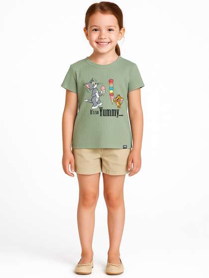 YK X Minute Mirth
                      Girls Tom & Jerry Printed Cotton T-shirt