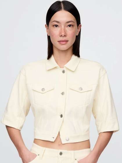 GAP Women Elbow
                        Sleeves Pocket Spread Collar Jacket