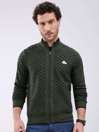 Monte Carlo
                        Geometric Self Design Cardigan Sweater