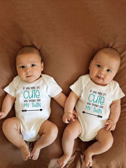 KNITROOT Infants Pack Of
                    2 If You Think I Am Cute You Should See My Twin
                    Printed Bodysuits