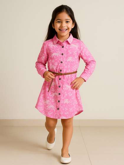 TALES & STORIES
                    Girls Conversational Printed Shirt Dress