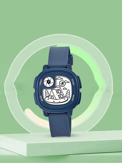 EWWE Kids Printed Dial
                    & Straps Digital Multi Function Watch Home Blue