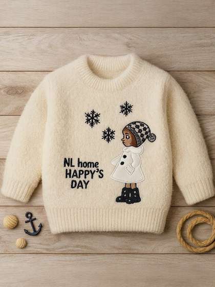 GTWO Kids-Unisex Cream
                    Wool Embroidered Sweater Vest Sweaters