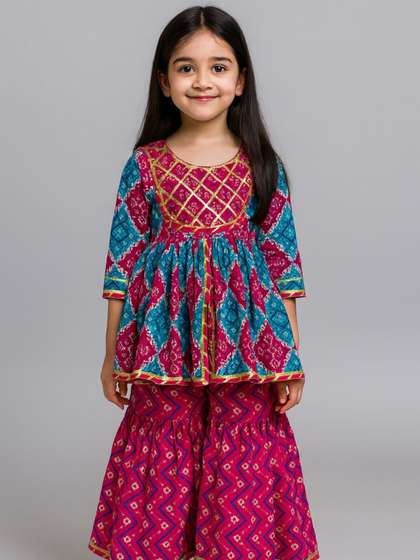 Sangria Girls Cotton
                    Sharara Set