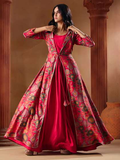 MADHURAM Printed
                        Indo Western Gown Ethnic Dress