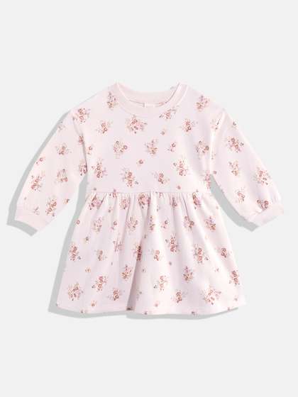 NEXT Floral Girls Floral
                    Print Gathered & Pleated Winter A-Line Dress