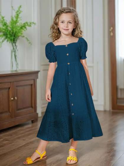 BAESD Girls Cotton
                      Solid Fit And Flare Dress