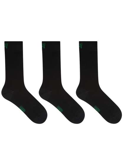 Socksxpress Men Pack
                        of 3 solid Black formal organic cotton crew
                        length socks
