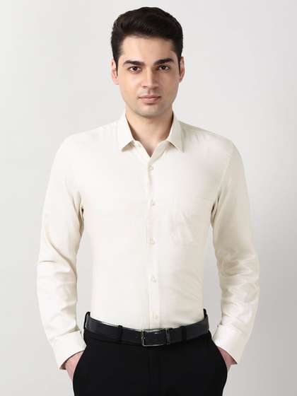Peter England Men
                        Slim Fit Textured Spread Collar Formal Shirt