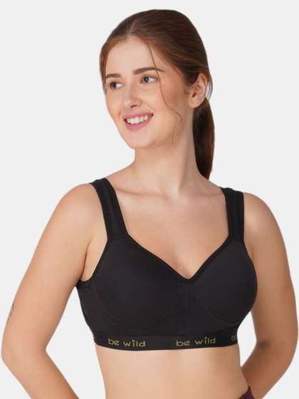 BEWILD Women High
                        Impact Non-Wired Full Coverage Cotton Padded
                        Solid Sports Bra