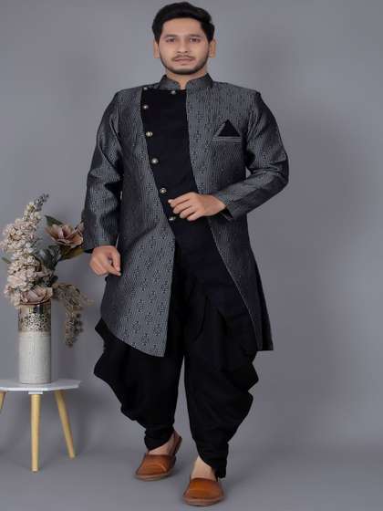 Ethzy Mens Self
                          Design Sherwani Set