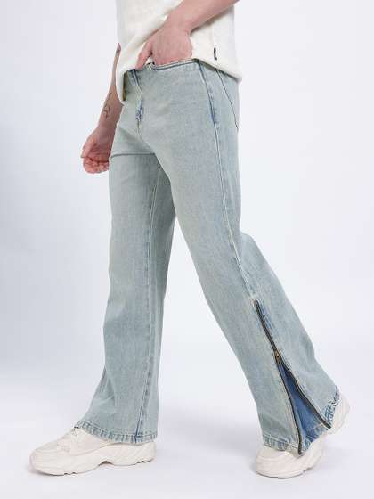 glitchez Men Zipper
                      Hem Flared Jeans