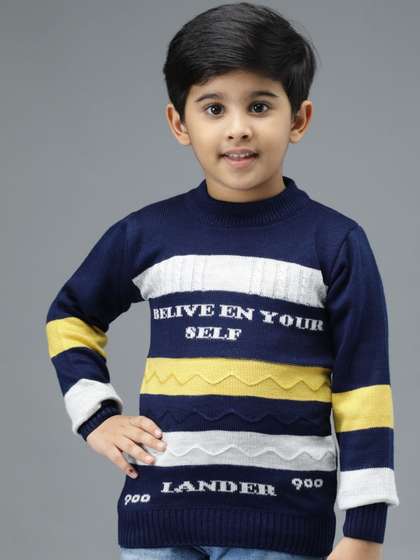 Anixa Boys Pack of 2
                    Scoop Neck Long Sleeves Striped Winter Sweaters