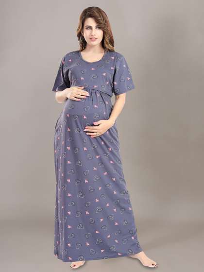 Fabme Abstract Printed
                      Maternity Maxi Nightdress