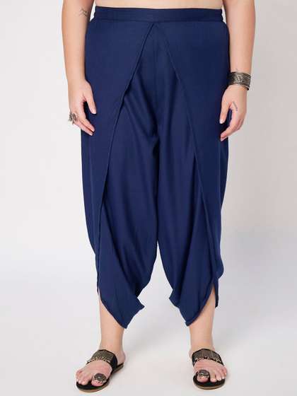 9rasa Women Plus
                        Size Cotton Solid Dhoti Pants