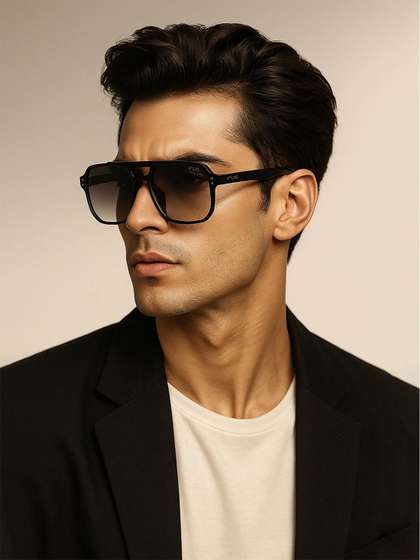 IRUS by IDEE Unisex
                        Grey Lens & Black Square Sunglasses with UV
                        Protected Lens