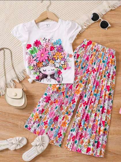 ER LIFE Style Floral
                    Printed Flutter Sleeve A-Line Dress