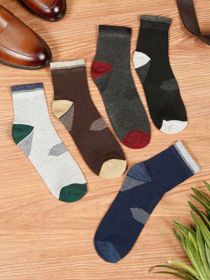 Teakwood Leathers Men
                    Pack Of 5 Cotton Above Ankle Length Socks