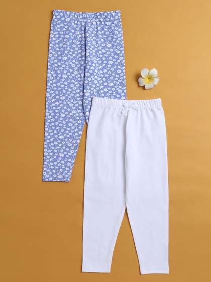 BUMZEE Girls Pack Of 2
                      Printed Cotton Leggings