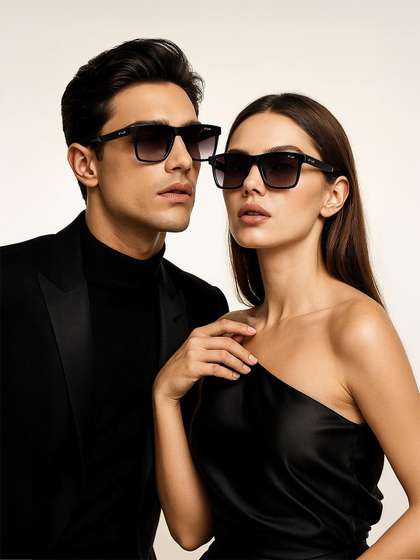 IRUS by IDEE Unisex Grey
                    Lens & Black Square Sunglasses with UV Protected
                    Lens