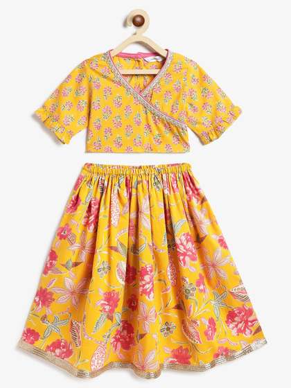 Campana Girls
                        Printed Ready to Wear Cotton Lehenga &
                        Choli