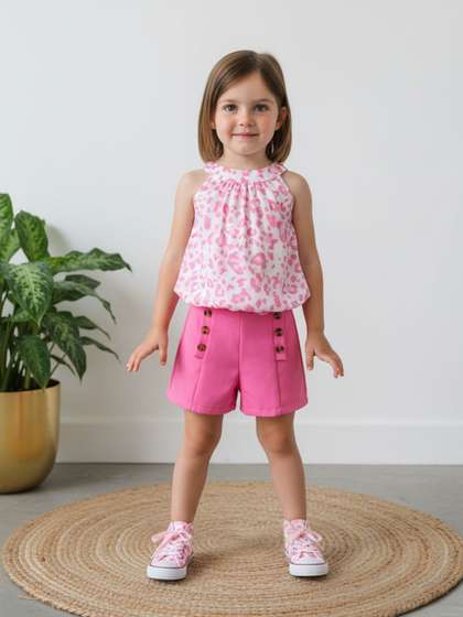 DEL LUNA Girls Printed
                      Halter Neck Top With Shorts