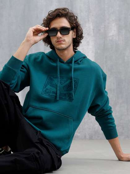 WROGN Men Brand Logo
                        Printed Hooded Neck Sweatshirt