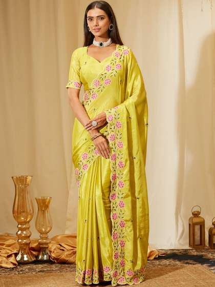 kasee Floral
                        Embroidered Poly Chiffon Heavy Work Saree