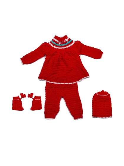 Baby Girls Woollen
                      Sweater Set With Cap & Pair of Socks