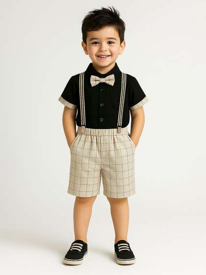 BAESD Boys Short Sleeves
                    Pure Cotton Shirt With Shorts