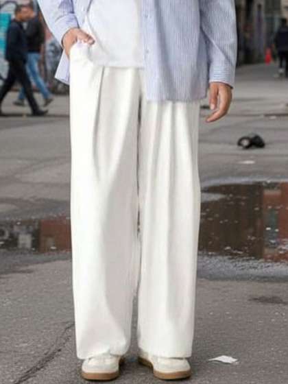 BROADSTAR Men
                        Relaxed Straight Leg Wide Leg Easy Wash Pleated
                        Korean Pants