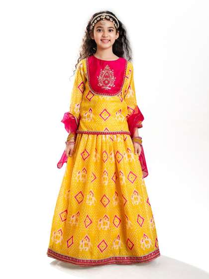 Bitiya by Bhama
                          Girls Digital Printed Ready to Wear Lehenga
                          & Blouse With Dupatta