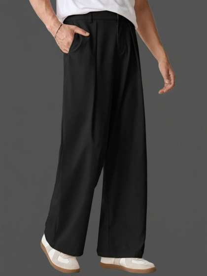 BROADSTAR Men
                          Relaxed Straight Leg Straight Fit Mid-Rise
                          Formal Trousers