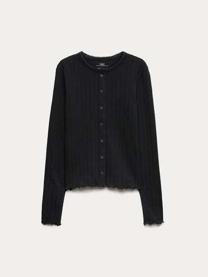 Marks & Spencer
                        Cotton Rich Button Through Pointelle Top