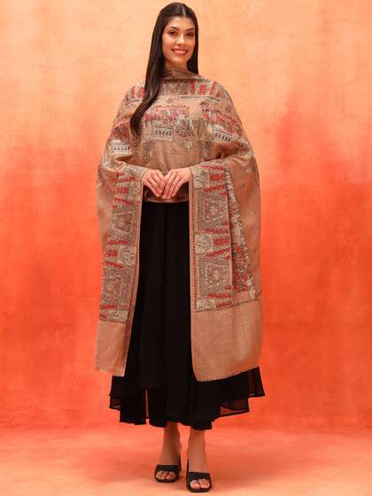 Pashmoda Ethnic
                          Motifs Embroidered Woollen Shawl