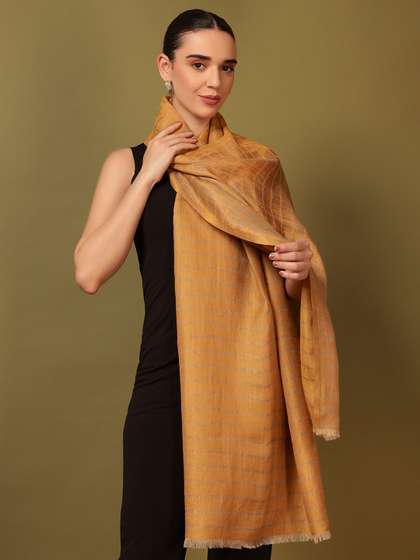 Pashmoda Striped
                        Woven Design Woollen Reversible Shawl