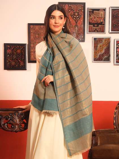 Pashmoda Striped
                        Printed Woolen Reversible Shawl