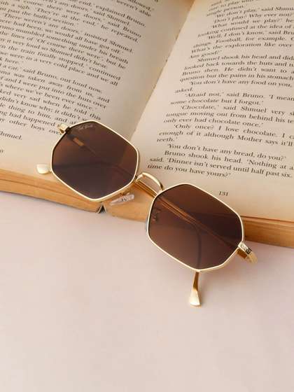 Ted Smith Unisex
                        Septagon Gold Brown Sunglasses With UV Protected
                        Lenses