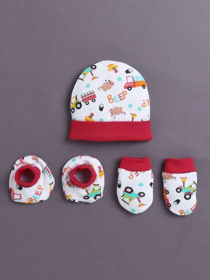 BUMZEE Boys Cotton
                      Printed Cap & Bootie