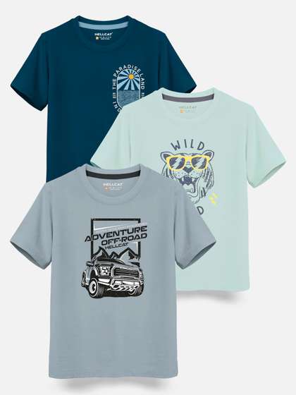 HELLCAT Boys Pack Of 3
                    Printed Cotton T-shirt