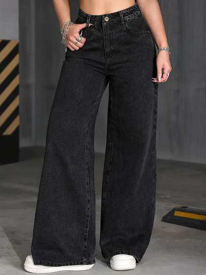 KASHIAN Women
                          High-Rise No Fade Cotton Relaxed Fit Jeans