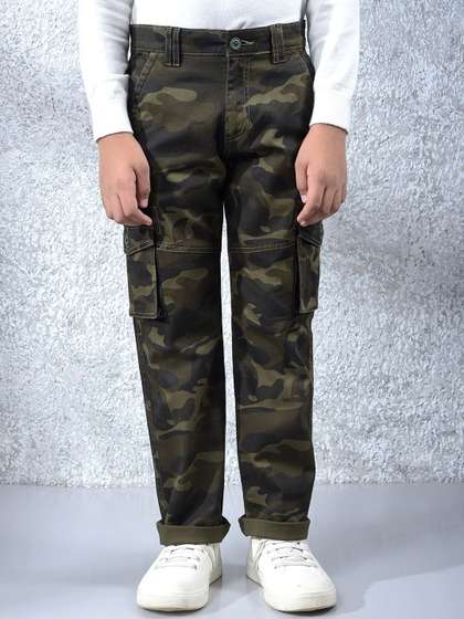 Crimsoune Club Boys
                      Camouflage Printed Slim Fit Mid-Rise Cargos